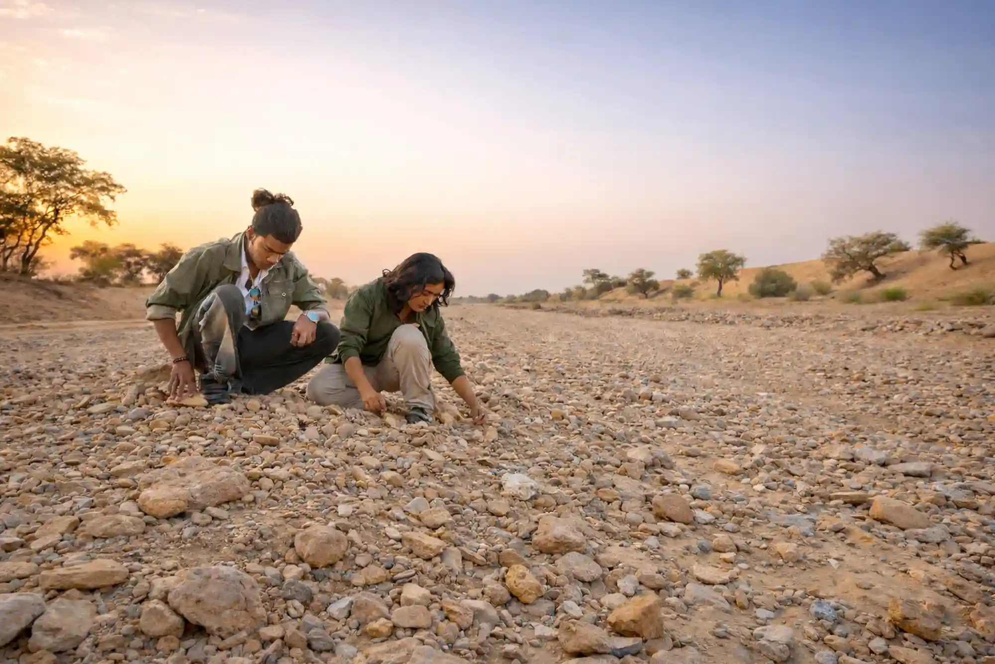 Fossil walk experience in the Thar Desert near Dreamtime Bungalows, Kuldhara Village